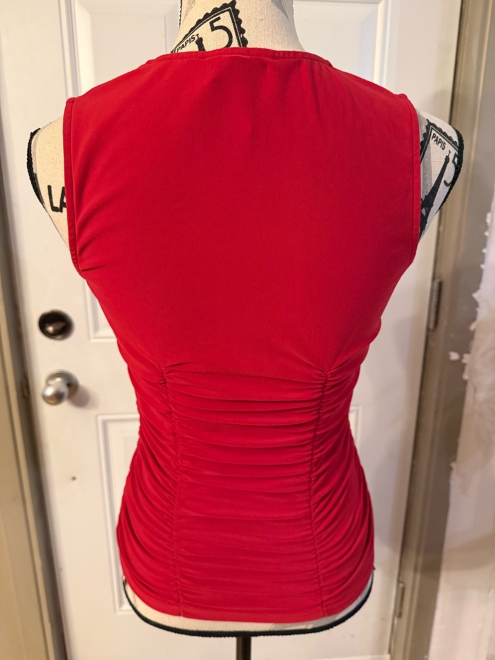 Joseph Ribkoff Red Ruched Tank Top - Picture 3 of 7